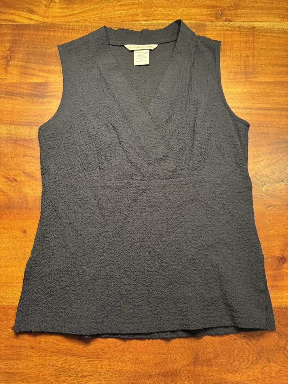 Exofficio Women’s Black Sleeveless Crinkle Texture Outdoors Shirt Sz S